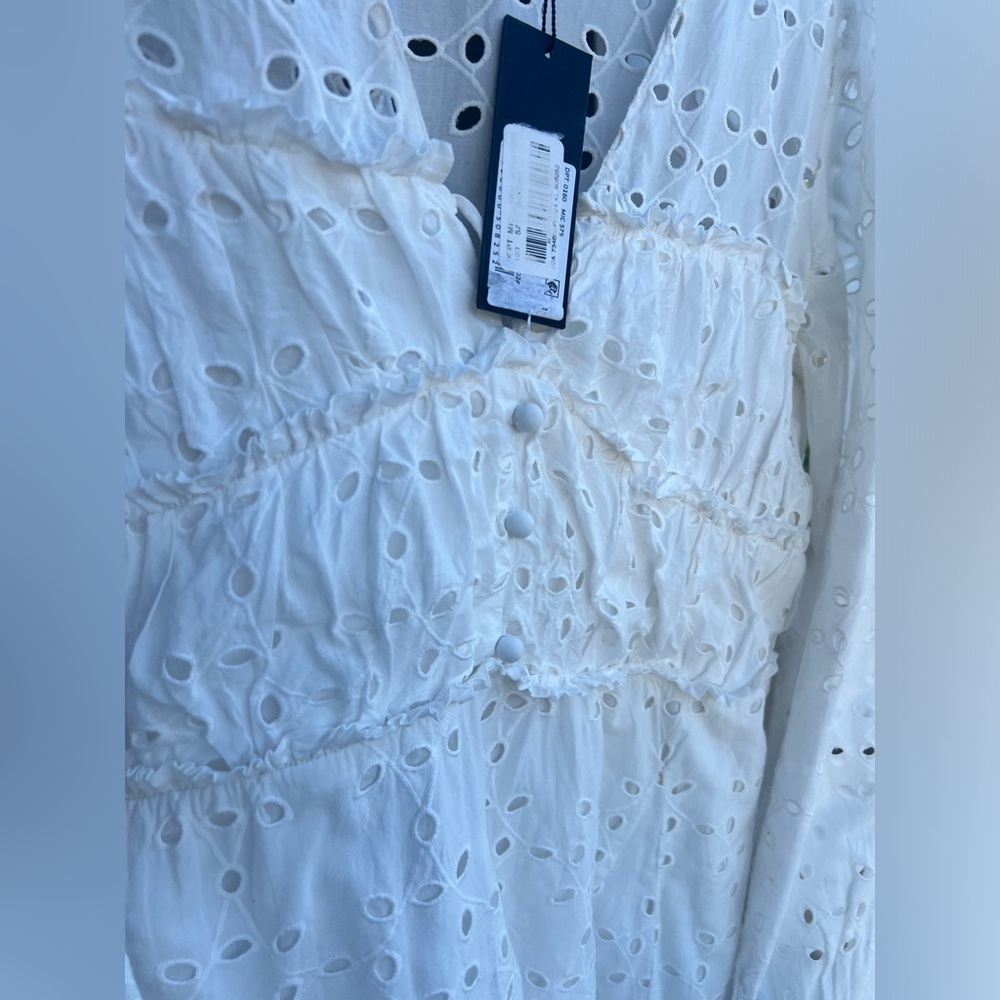 🆕Gianni Bini 💯Cotton White Katrina Eyelet V-Neck Mini A-Line Dress Size XL - Picture 10 of 11